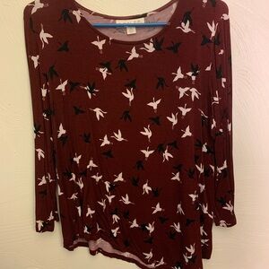 Brown and White 3/4 Sleeve Relaxed Tunic